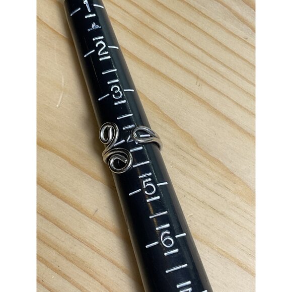 Silver Tone Three Loop Wire Wrap Adjustable Ring - Picture 2 of 3